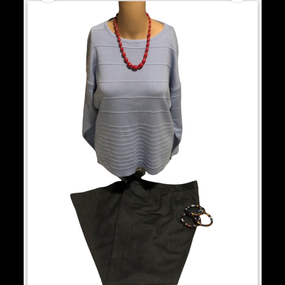 Ladies Andrea Gayle petites light blue sweater- Size Petite Medium